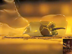 POV crushing of capsicum in shiny Doc Martens combat boots