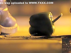 POV crushing of capsicum in shiny Doc Martens combat boots