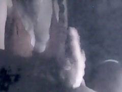 Step-brother gets first oiled up handjob from curvy sister