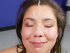 Spicy Hottie Gets Cum Load On Her Face Sucking All The Jizz4