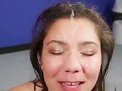 Spicy Hottie Gets Cum Load On Her Face Sucking All The Jizz4