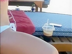 Hot greek milf wife pissing public in beach bar in Halkidiki