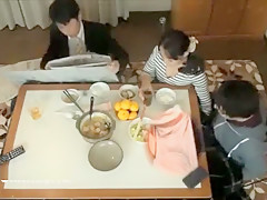 Japanese stepmom fucks son under table
