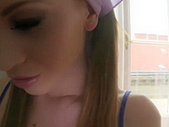 Hot Russian teen cleaning lady amazing POV blowjob
