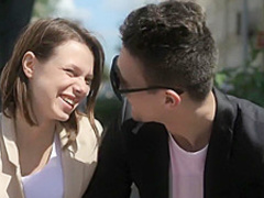 Beautiful slim teen sucks and fucks for a bit before anal sex