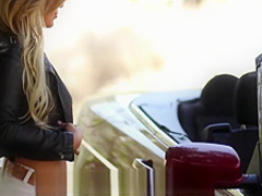 HD -  Hitchhiker Cameron Dee gets creampie on top of a car