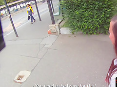 Pickedup babe sucking cock in POV scene