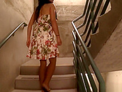 Big tit Asian MILF fucks behind the scenes