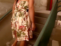 Big tit Asian MILF fucks behind the scenes