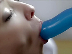 Busty Buffy sucking on big toy