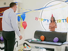 MILF fucks hubby's assistant on her man's birthday