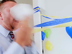 MILF fucks hubby's assistant on her man's birthday