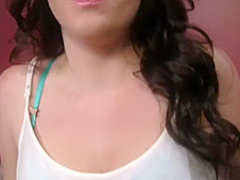 Hot blowjob from a brunette hottie