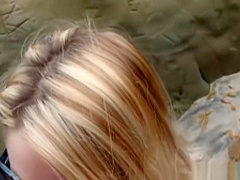 Huge natural boobs MILF public flashing and then fucks