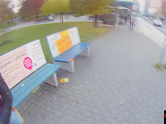 Pickedup beauty tastes jizz on spycam