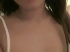 Hot brunette girlfriend sucks dick in homemade movie