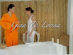 Young lesbians get oiled and wet before intense orgasm