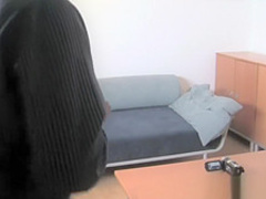 Busty Blonde Babe gets jizzed over in Casting interview