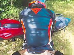 HOT Biker Girl Get A Huge Facial Cum Inside Her Helmet For Dropping My Bike