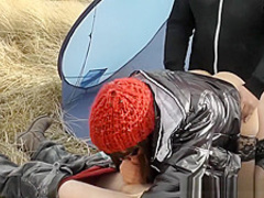 Slutwife gangbanged by strangers at the beach