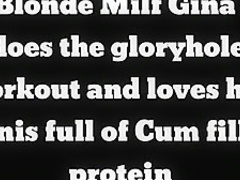 Blonde fitness babe loves to suck cock at the Gloryhole POV