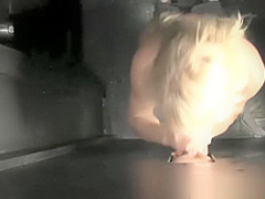 Blonde fitness babe loves to suck cock at the Gloryhole POV