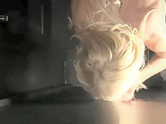 Blonde fitness babe loves to suck cock at the Gloryhole POV