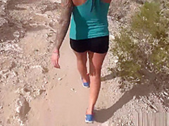 Public flashing and blowjob on nature walk