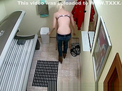 Pierced PUSSY Snooped in Tanning Bed