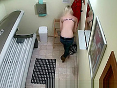 Pierced PUSSY Snooped in Tanning Bed