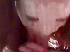 Quick Dick Sucking Before Bed In A Red Dress