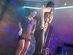 Party lesbians are fucked in sex orgy