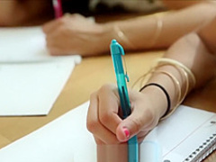 Teen's study break interrupted for cock and cum