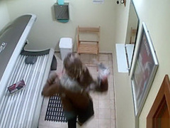 Hidden Cam Young Girl is Touching her Pussy in Solarium