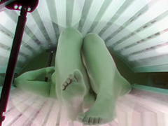 Hidden Cam Young Girl is Touching her Pussy in Solarium