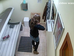 Hidden Cam Young Girl is Touching her Pussy in Solarium