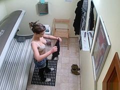 Hidden Cam Young Girl is Touching her Pussy in Solarium