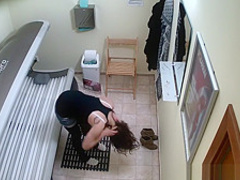 Hidden Cam Young Girl is Touching her Pussy in Solarium