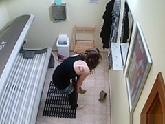 Hidden Cam Young Girl is Touching her Pussy in Solarium