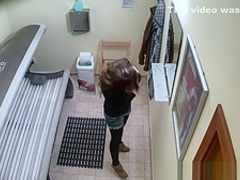 Hidden Cam Young Girl is Touching her Pussy in Solarium