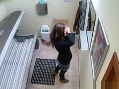 Hidden Cam Young Girl is Touching her Pussy in Solarium