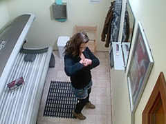 Hidden Cam Young Girl is Touching her Pussy in Solarium