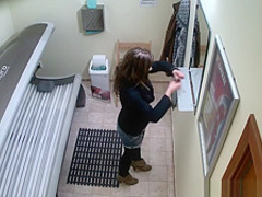 Hidden Cam Young Girl is Touching her Pussy in Solarium