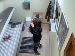 Hidden Cam Young Girl is Touching her Pussy in Solarium