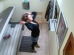 Hidden Cam Young Girl is Touching her Pussy in Solarium