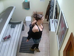 Hidden Cam Young Girl is Touching her Pussy in Solarium