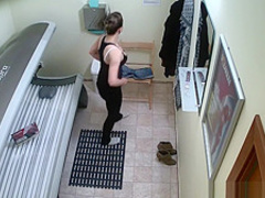 Hidden Cam Young Girl is Touching her Pussy in Solarium