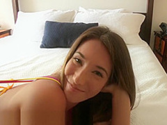 Cute brunette teen loves sucking cock