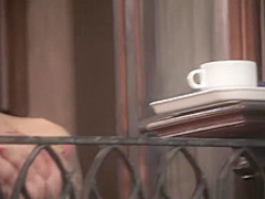 Stretching and Squirting off her Balcony