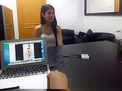 Amazing sexy slim teen fucks for fashion model job